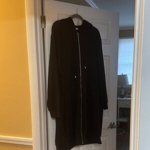 Black fleece lined shirt Hooded Zip-Up Jacket